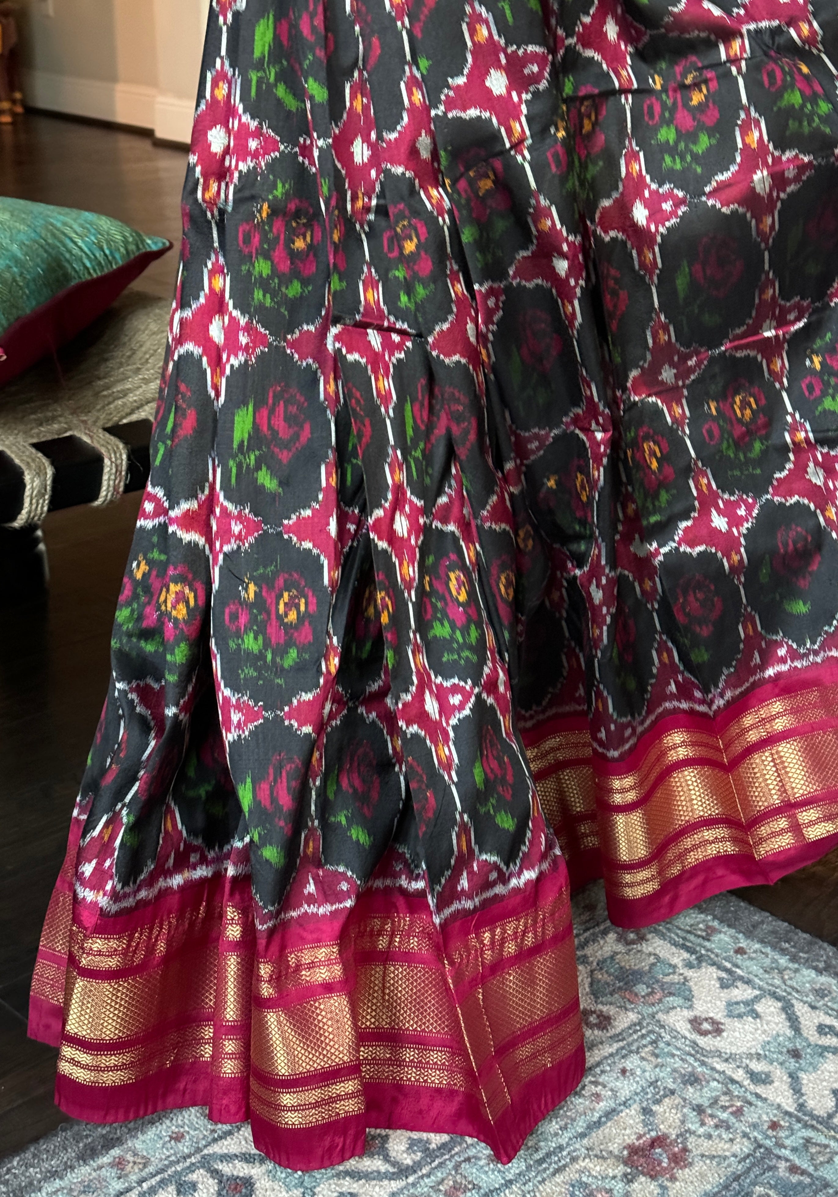 Pure Silk Ikat -  Black Pochampally