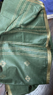 Designer Muga - Moss Green Zari woven