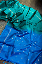 Pure Silk Kanjivaram - Teal Green Blue