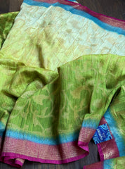 Gicha Tassur Silk Banarasi - Beige Green Shaded