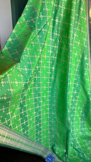 Tussar Silk Banarasi - Green Shaded Antique Zari