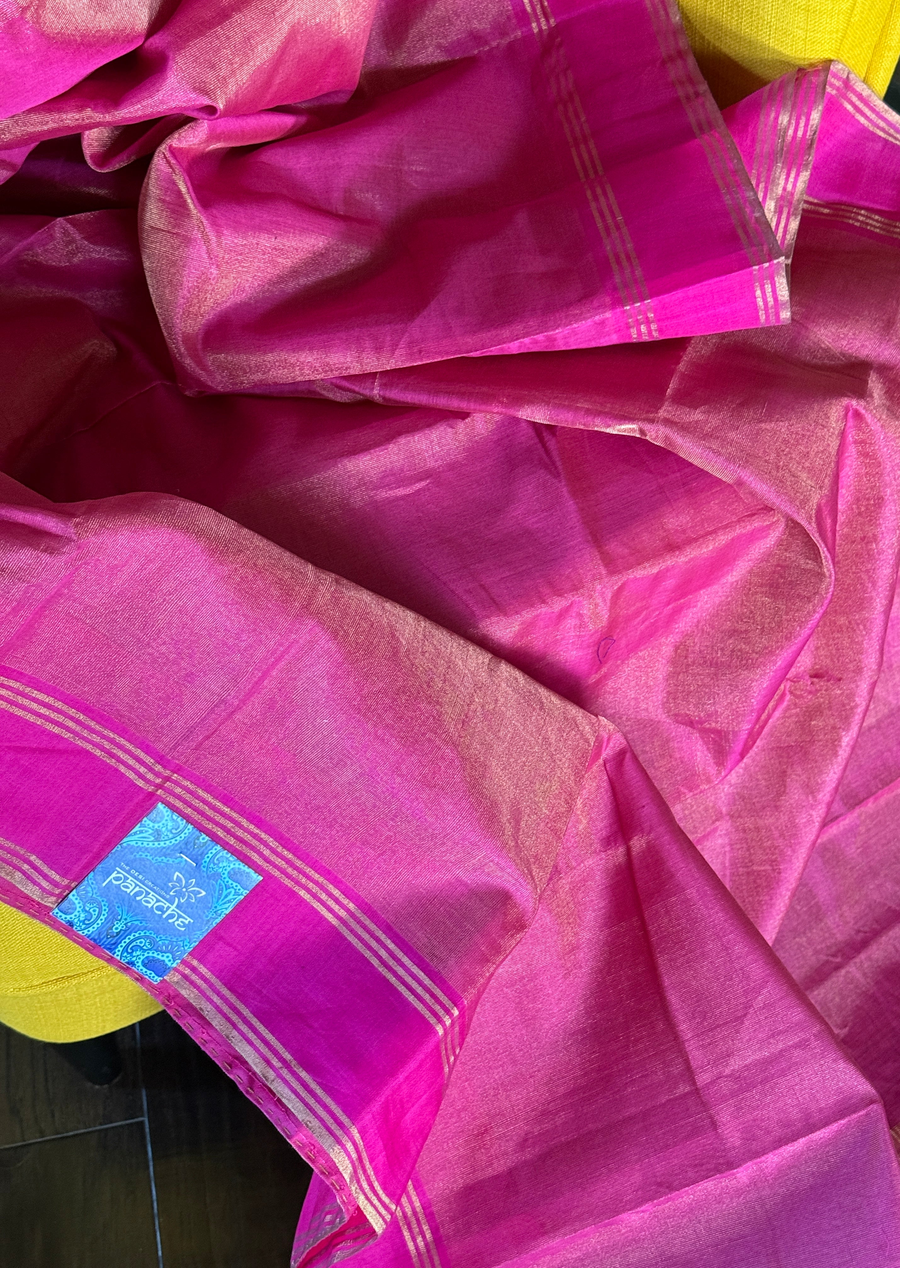 Chanderi Silk Cotton Tissue - Pink Magenta Woven
