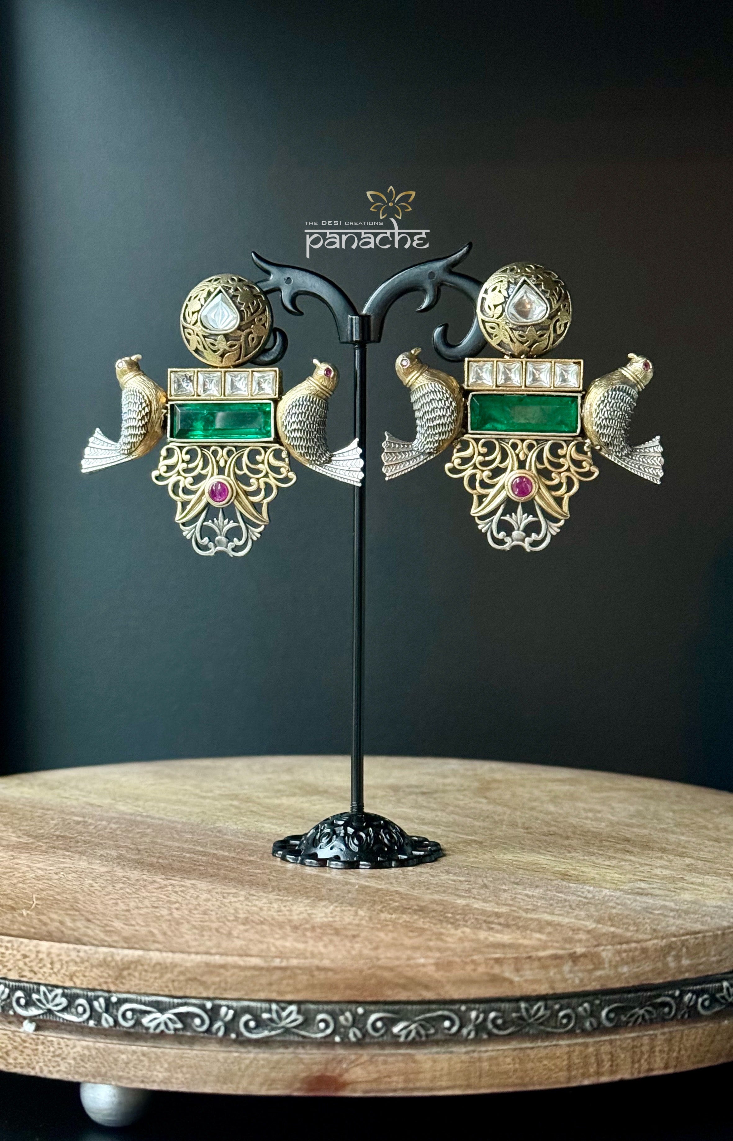 Earring 925 Silver- Statement Kundan