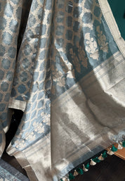 Pure Tissue by Tissue Silk Jaal Banarasi - Grey Kadhua
