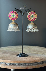 Artisan Earring 925 Silver - Green Onyx Coral