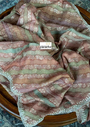 Designer Organza Leheriya - Light Rust Pink Multi Color