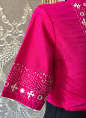 Designer Blouse - Pink Gujarati Stitch