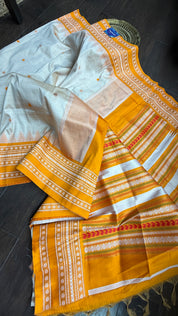 Gadwal Soft Silk - Cream Yellow Orange