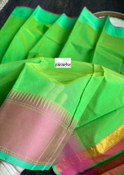 Cotton Silk Kanjivaram - Green Pink