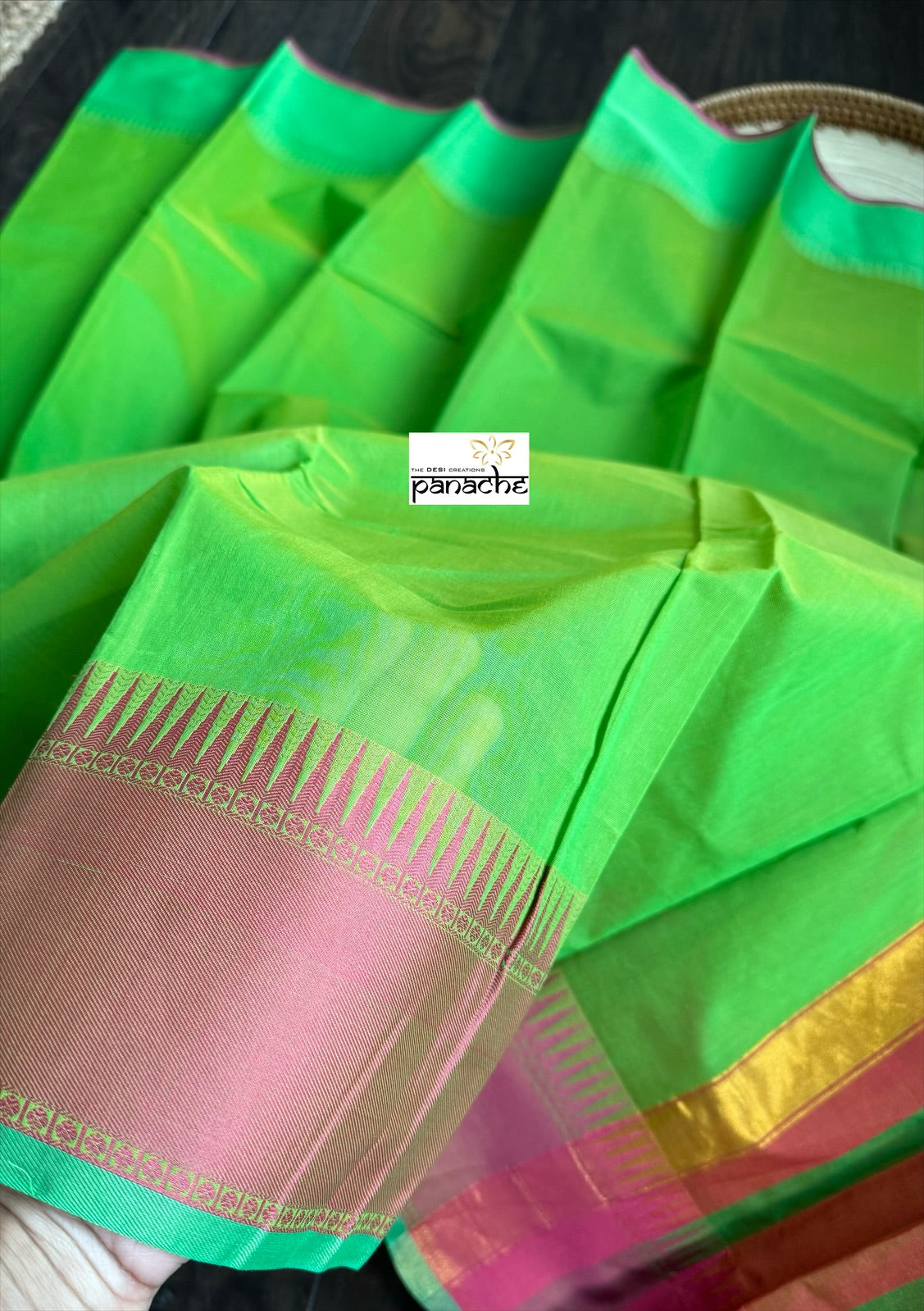 Cotton Silk Kanjivaram - Green Pink