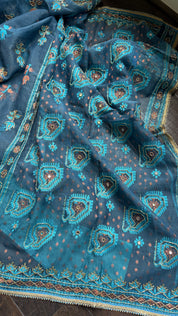 Designer Jamdaani Cutdana Embroidered - Light Firozi
