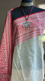 Pure Gachi Tussar Silk - Cream Red