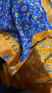 Pure Silk Ikat - Royal Blue Yellow Pochampally