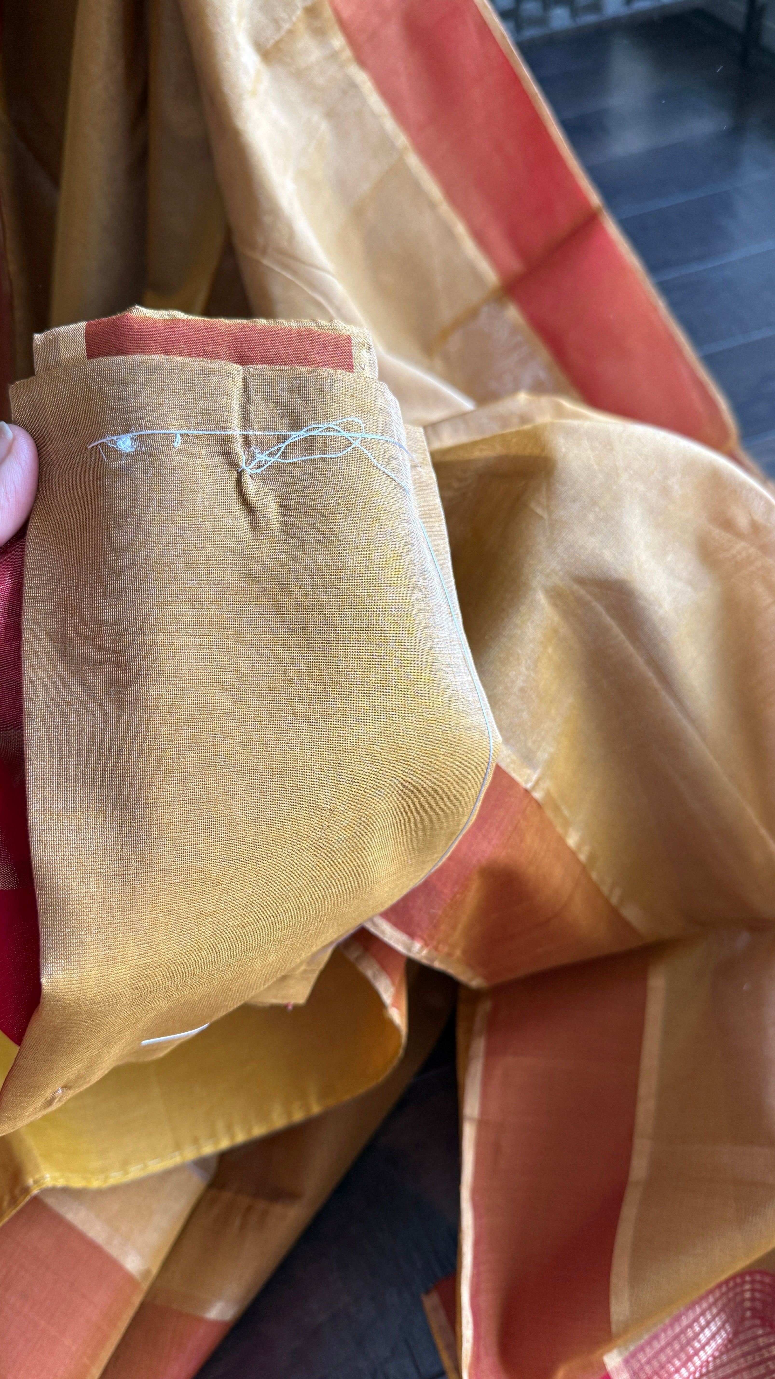 Chanderi Silk Cotton Tissue - Ochre Yellow Woven