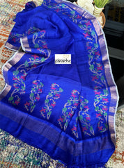 Pure Matka Silk Jamdaani - Royal Blue