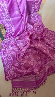Pure Tussar Silk Jamdaani - Mauve