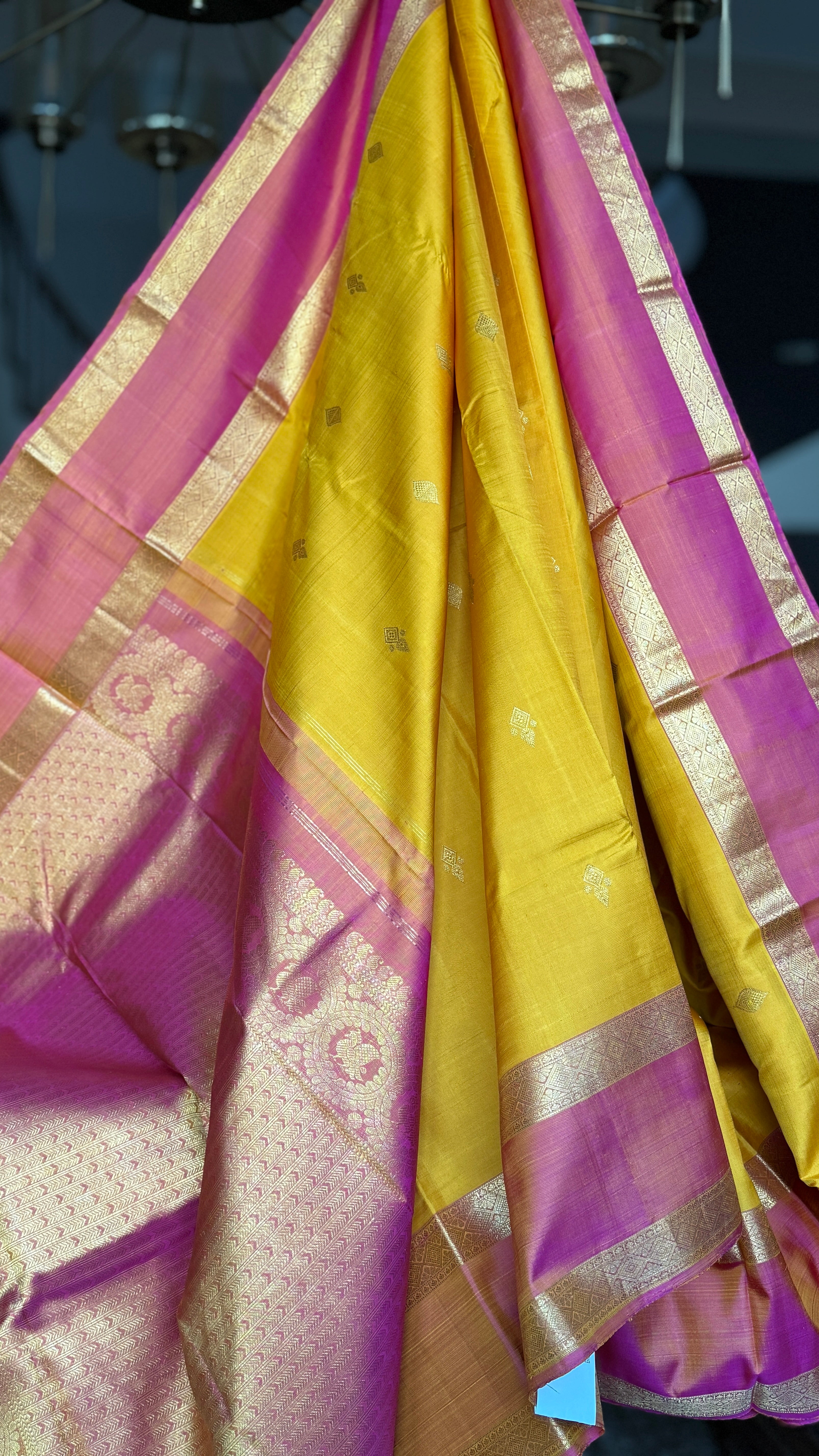 Pure Silk Kanjivaram - Yellow Pink
