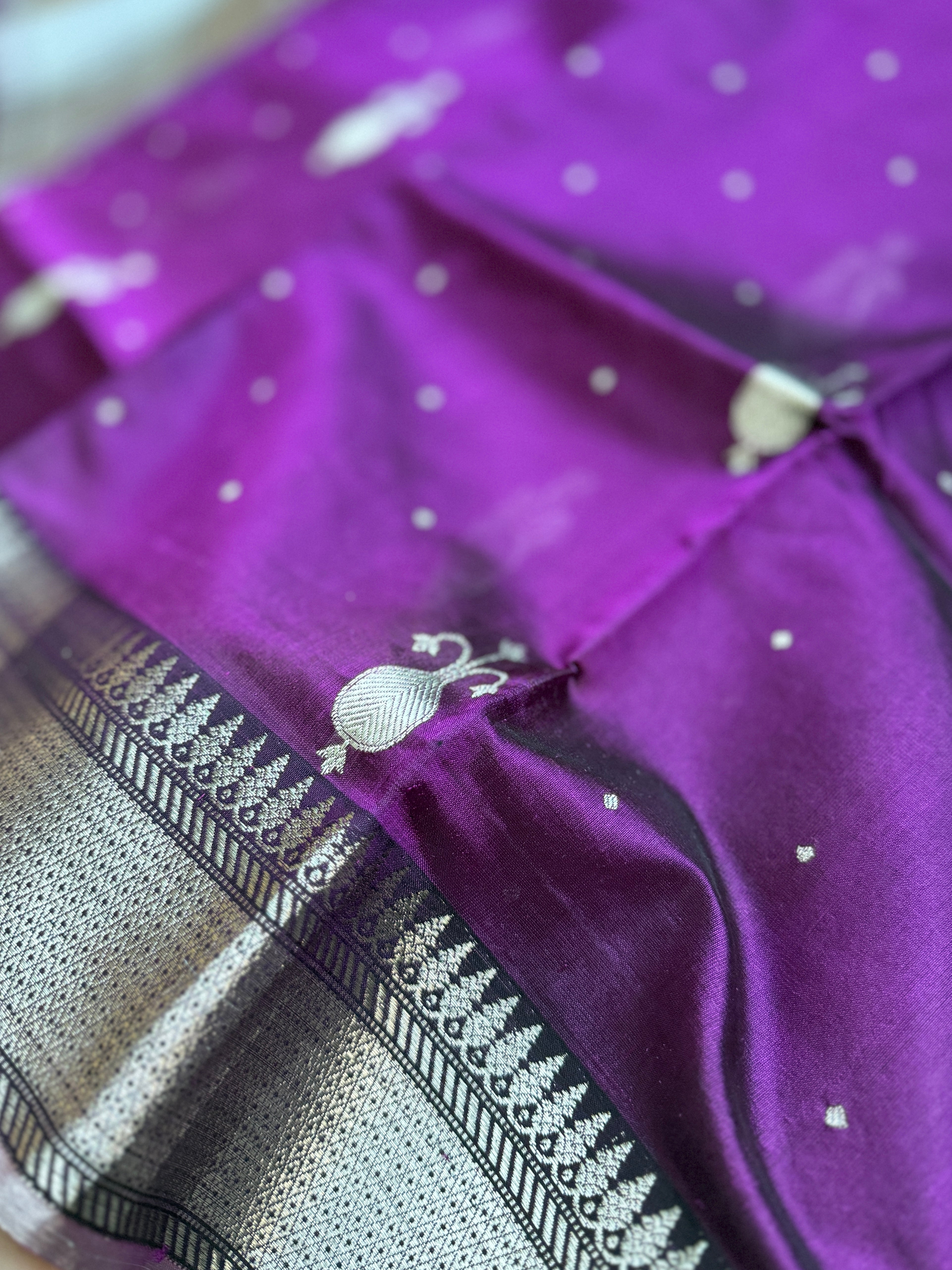 Pure Chanderi Pattu Silk Eknaliya - Wine Silver