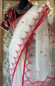 Muslin Jamdaani - White Red