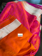 Pure Silk Mashru Banarasi- Pink Orange