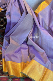 Pure Silk Korvai Kanjivaram - Lavender Peach Woven