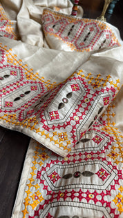 Soft Silk Kathiyawadi Embroidered - Beige