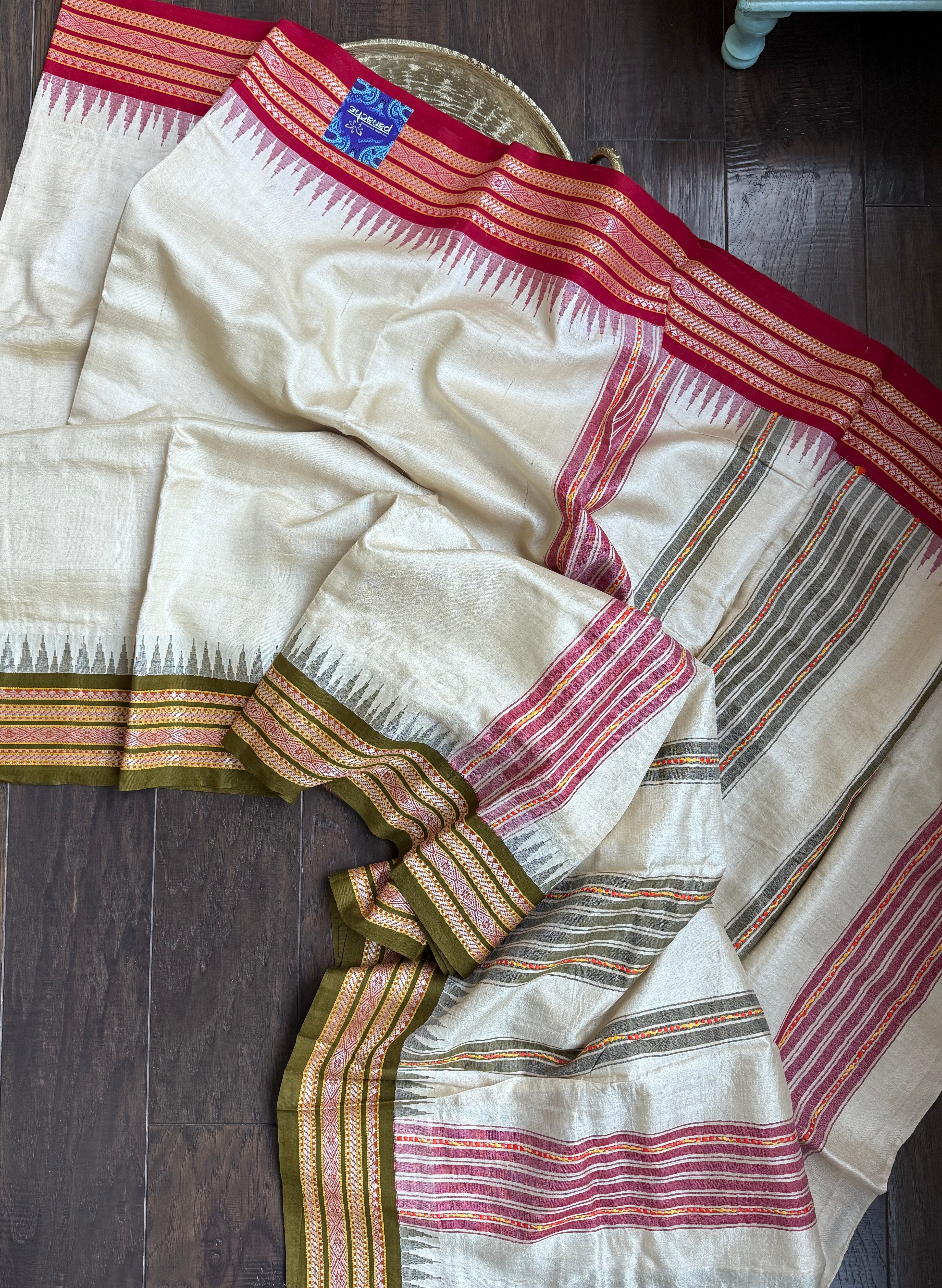 Vidarbha Tussar Silk - Tussar Color Ganga Yamuna Woven