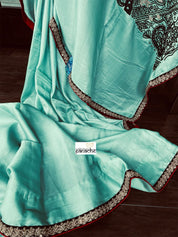 Designer Soft Silk Embroidered - Sea Green Masaba Inspired