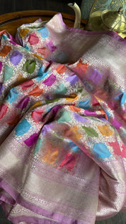 Pure Silk Banarasi - Thulian Pink Multi Color