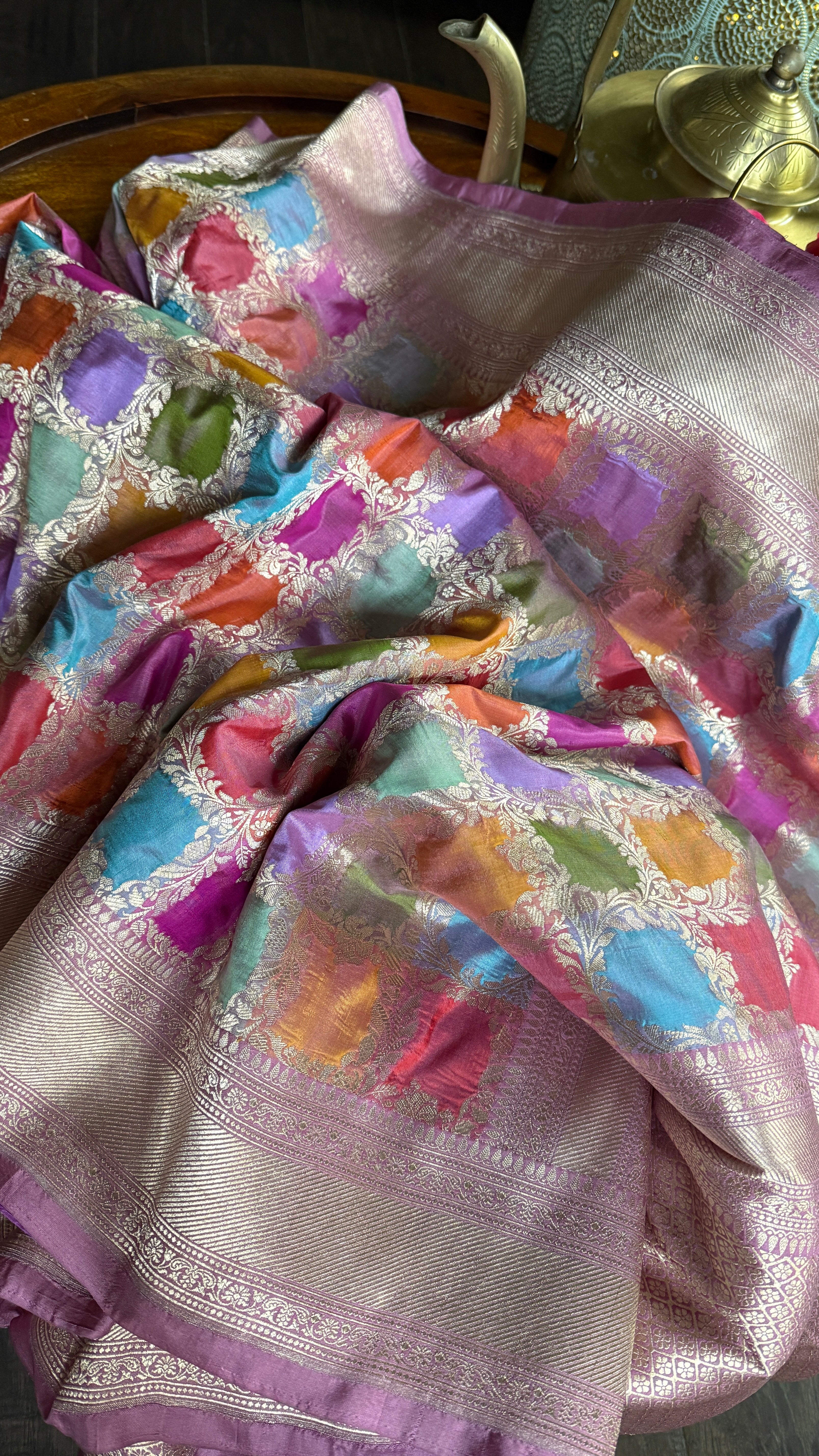 Pure Silk Banarasi - Thulian Pink Multi Color