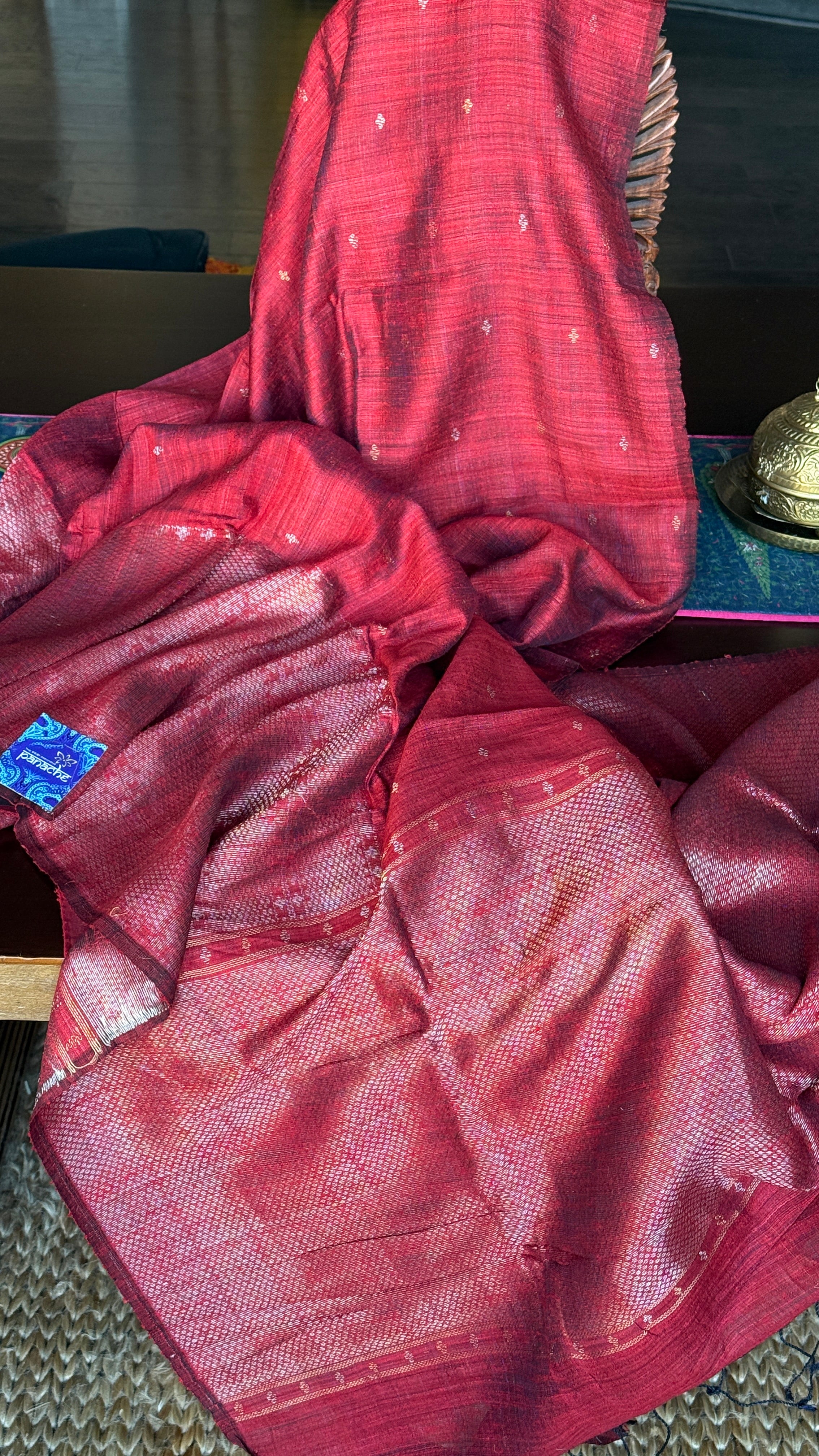 Pure Matka Silk - Maroon Zari Woven