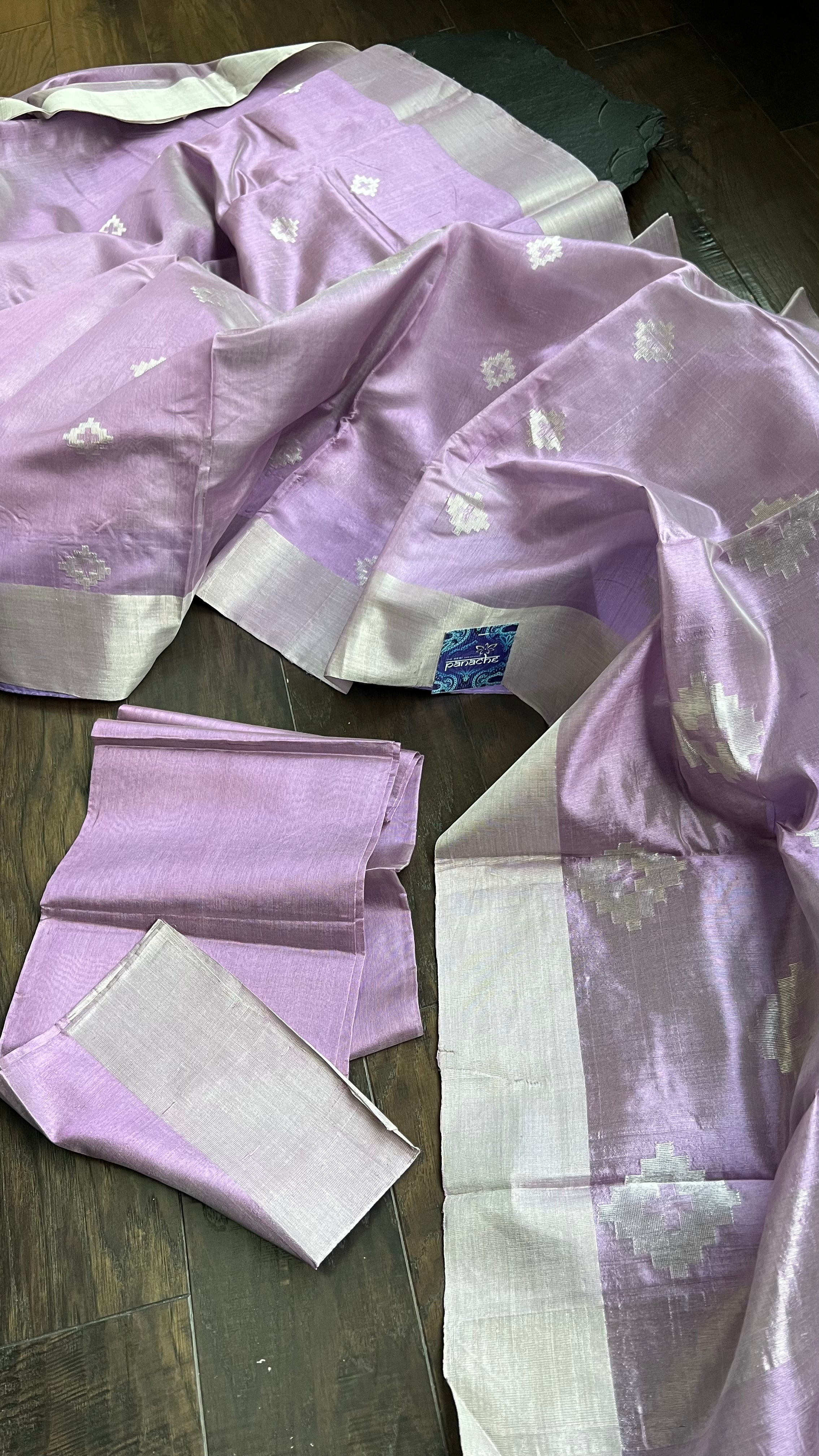 Pure Chanderi Pattu Silk - Light Lavender