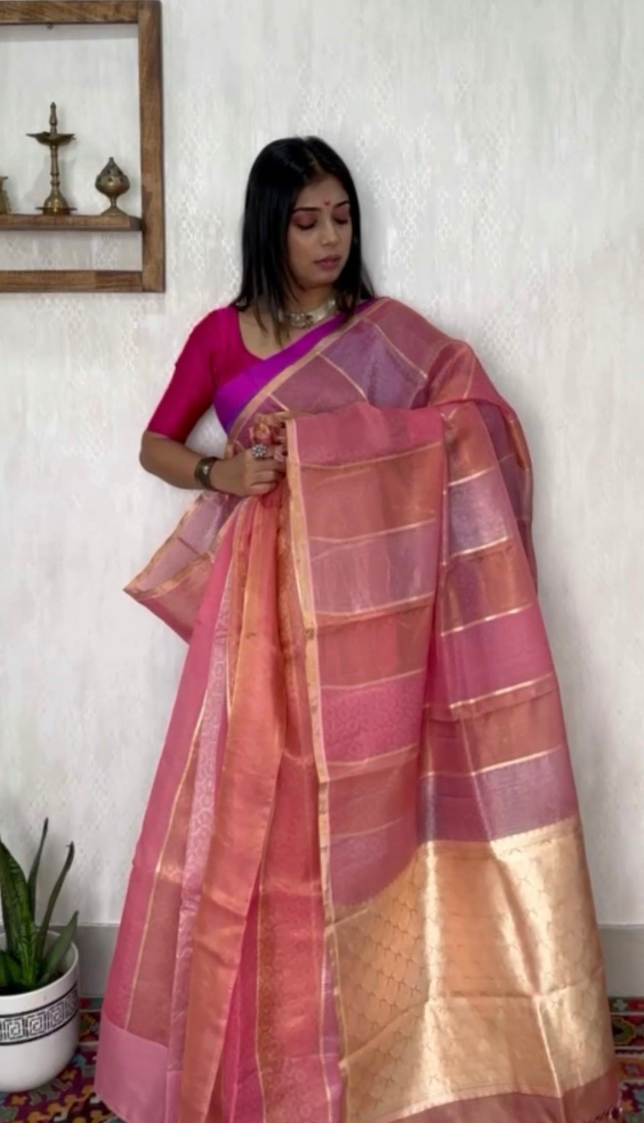 Tissue Organza Silk Banarsi - Rangkat Peach Pink