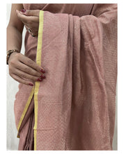 Pure Khadi Matka Cotton Brocade - Dusty Pink Color Handwoven