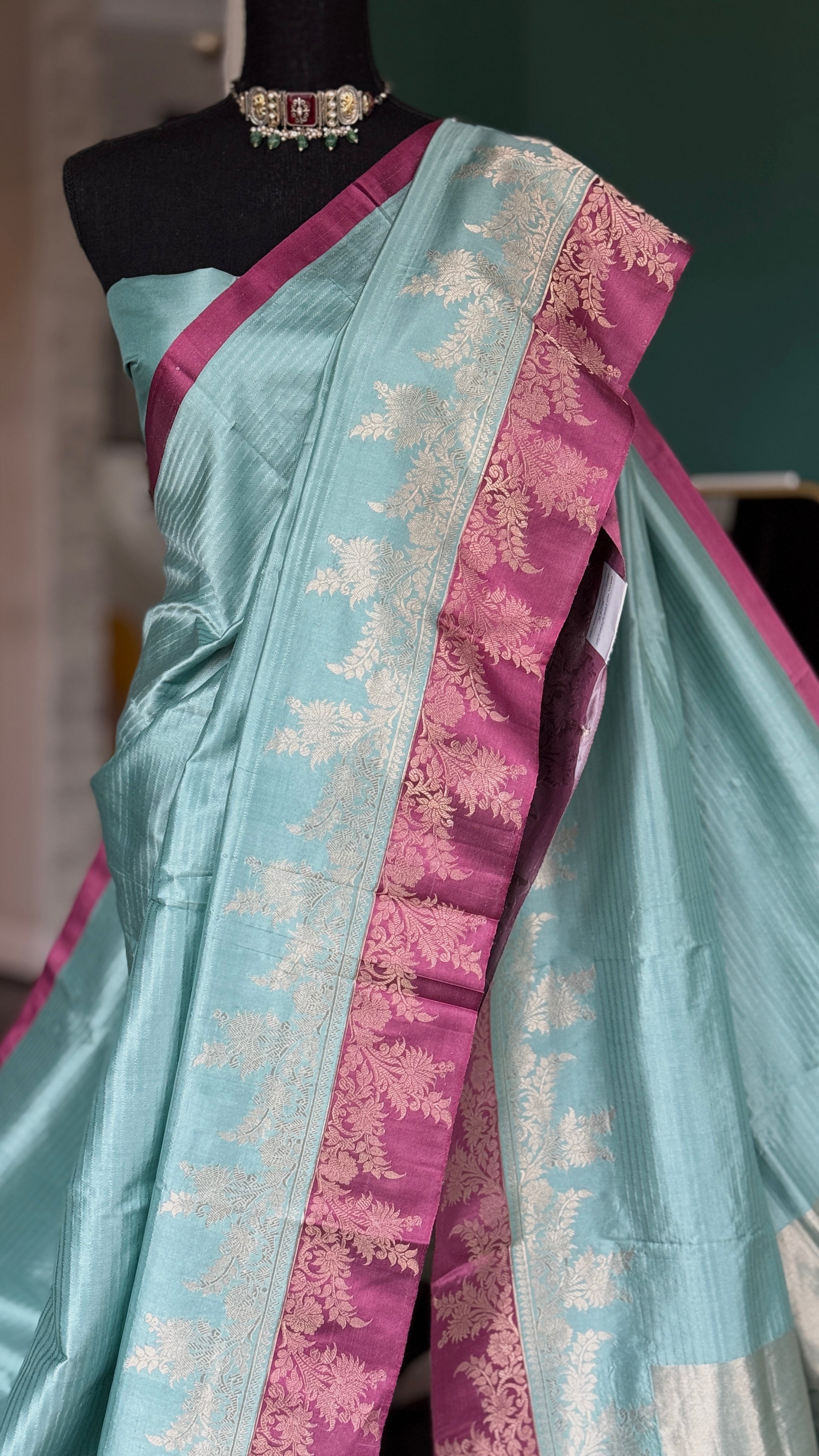 Katan Silk Banarasi - Light Blue Purple