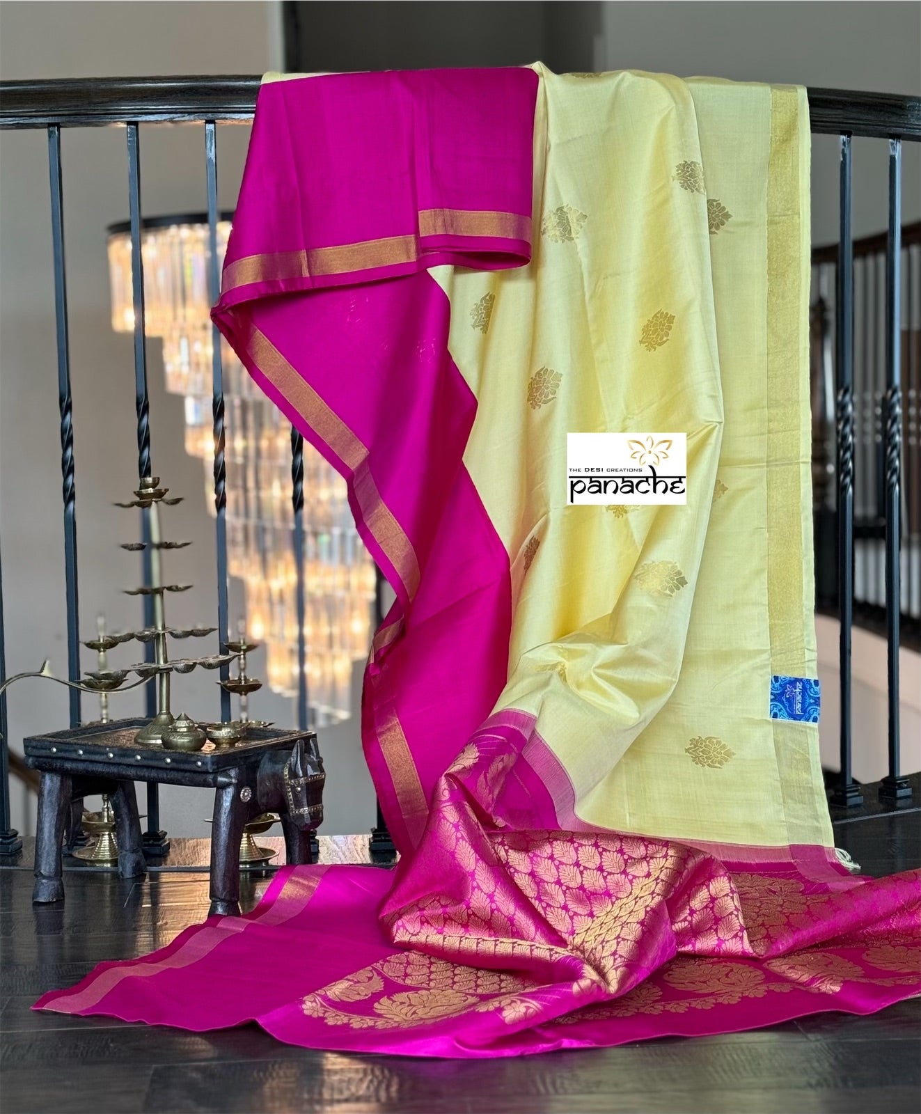 Silk Kanjivaram - Butter Yellow Magenta