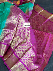 Soft Silk Kanjivaram - Green Magenta