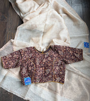 Designer Cotton Blouse - Brown Kalamkari