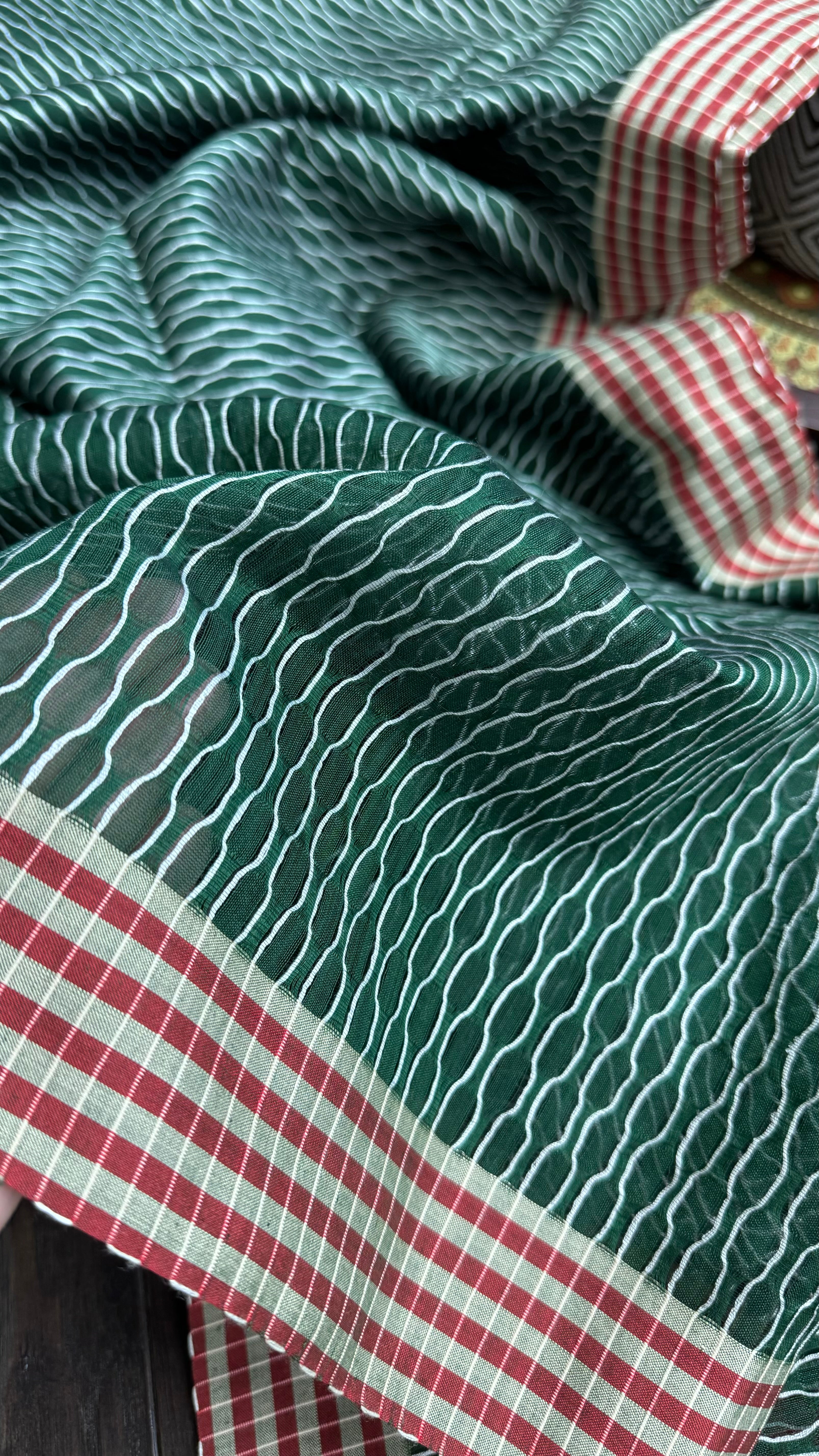 Cotton Silk - Green Red