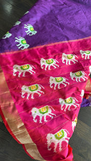 Pure Silk Ikat - Purple Red Pochampally
