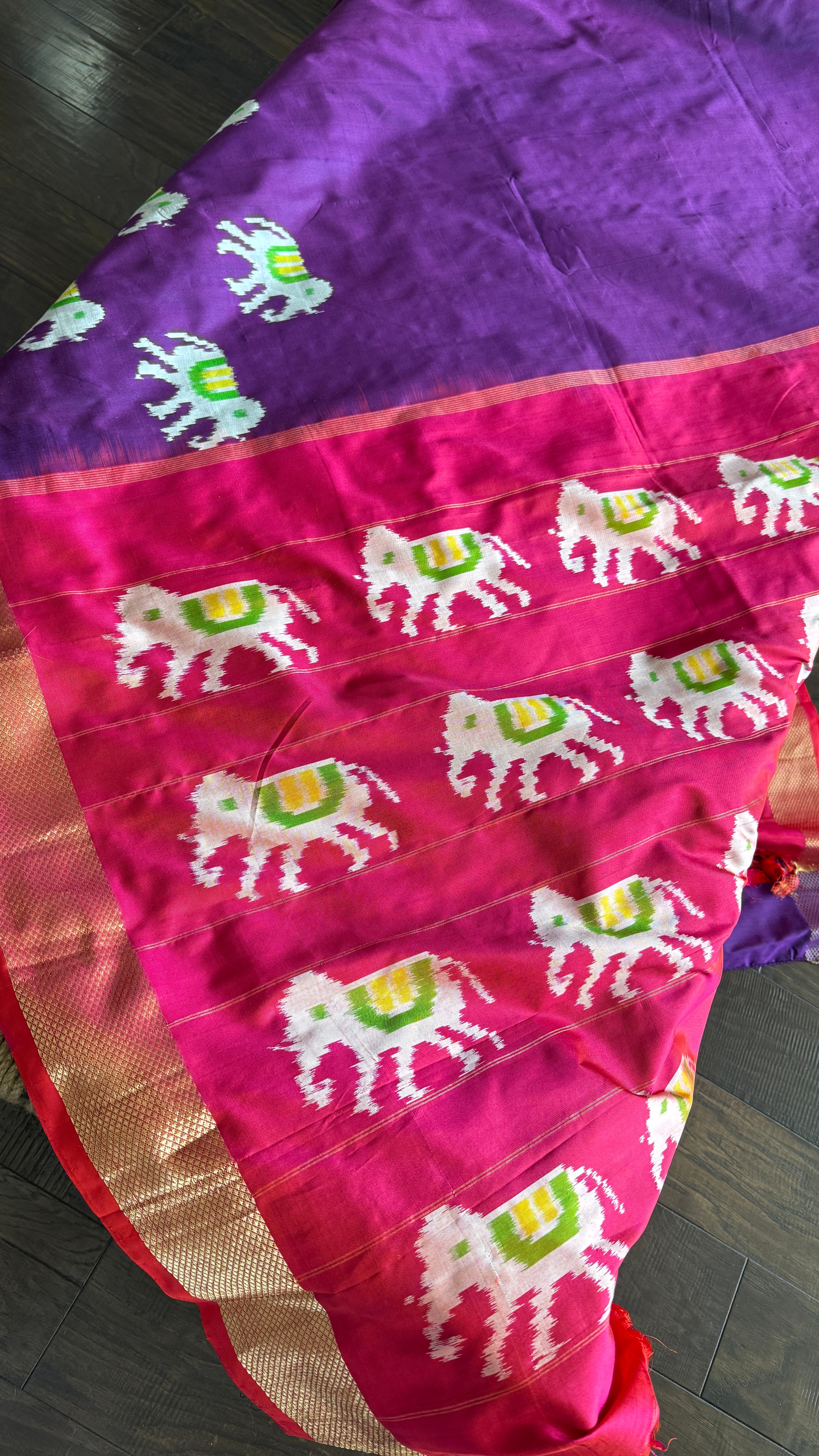 Pure Silk Ikat - Purple Red Pochampally