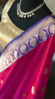 Pure Katan Silk Banarasi - Magenta Pink