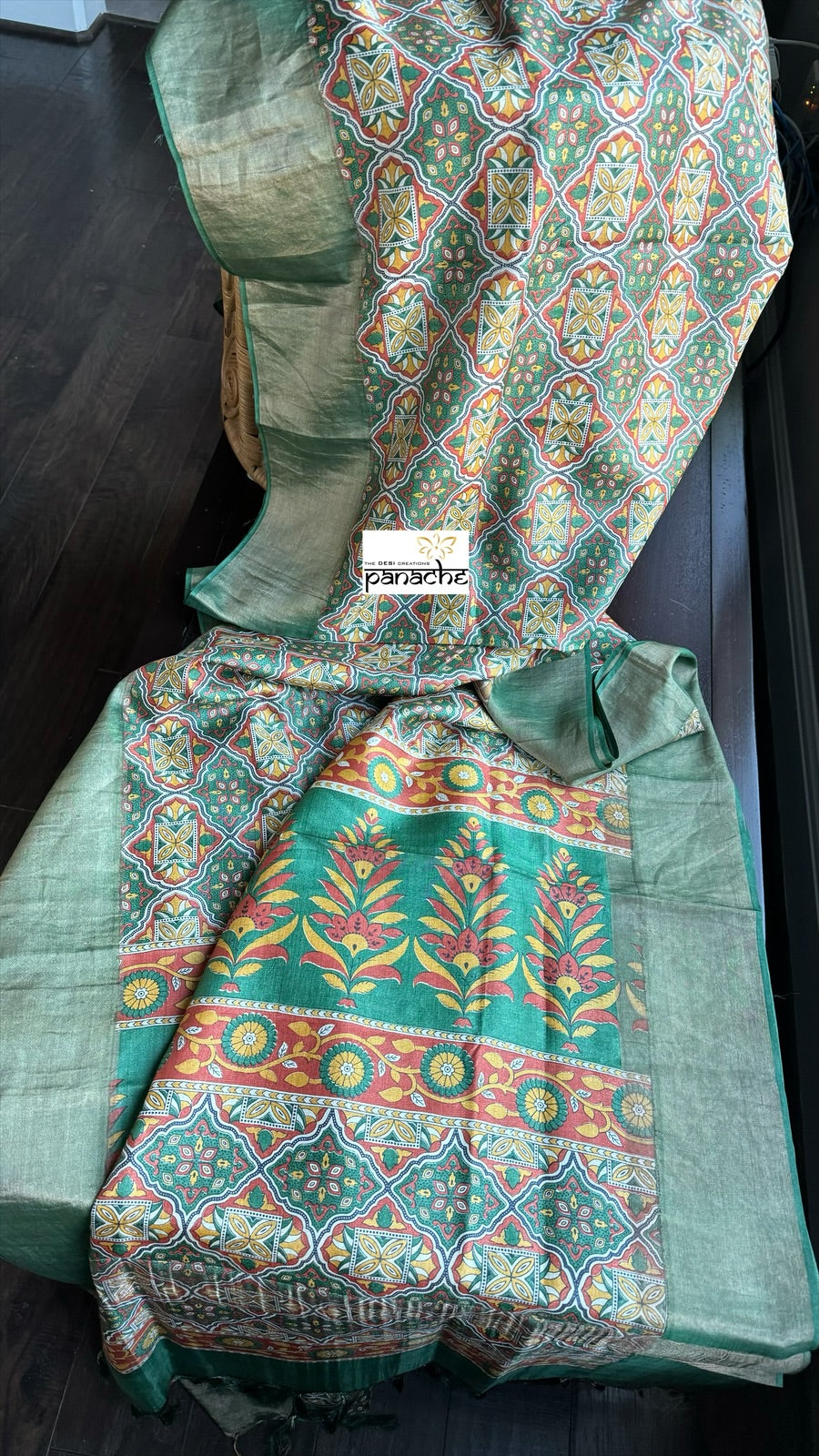 Pure Tussar Silk - Green Printed