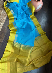 Cotton Gadwal - Firozi Blue Lemon Grass