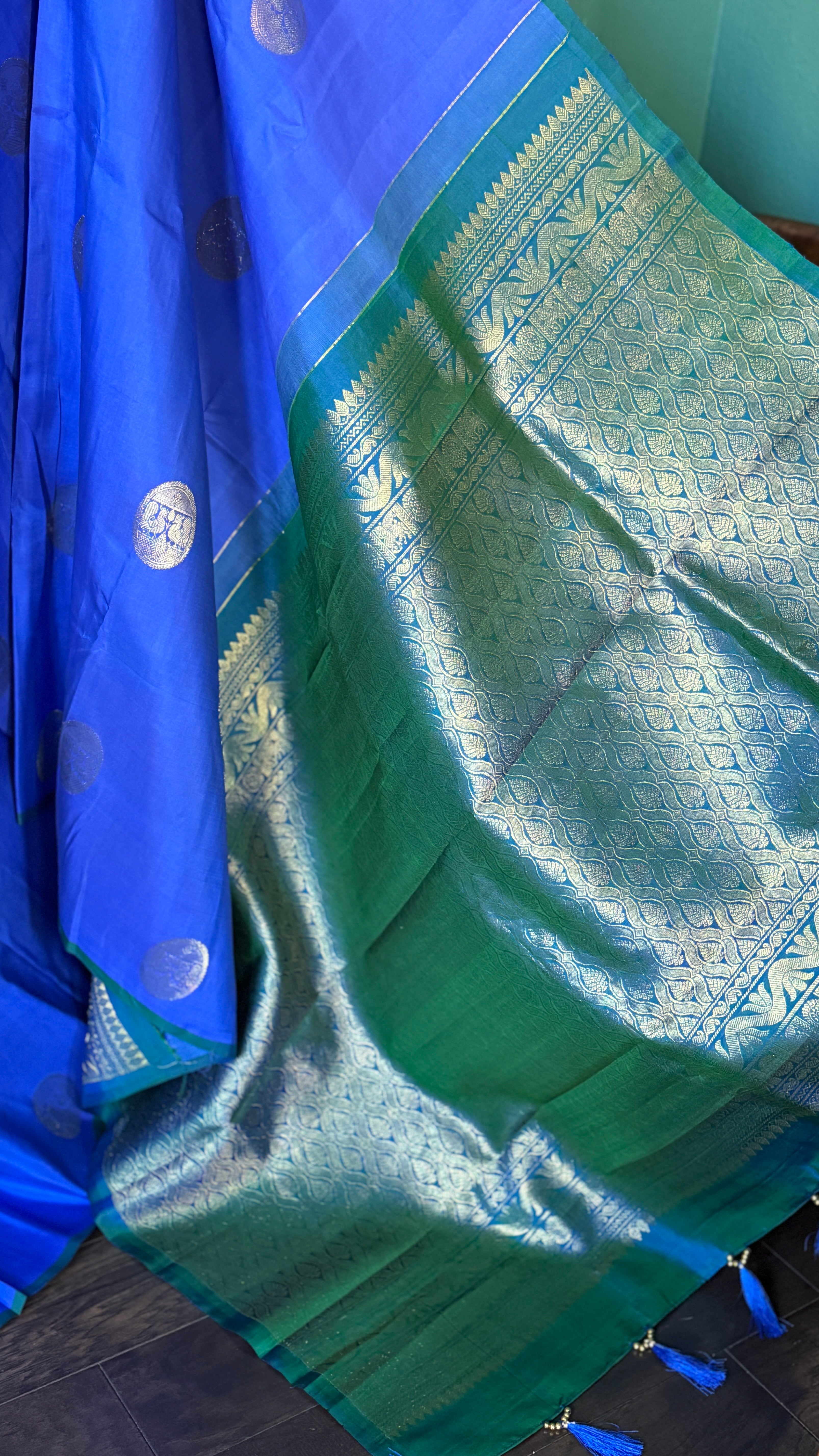 Pure Silk Kanjivaram - Green Blue