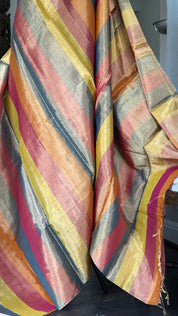 Chanderi Tissue Silk - Multi Color woven Rangkat