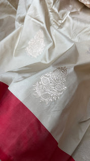 Pure Silk Katan Banarasi- Beige Tan Red Kadhua