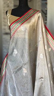 Pure Tissue Silk Banarasi - Antique Golden Rangkat Border