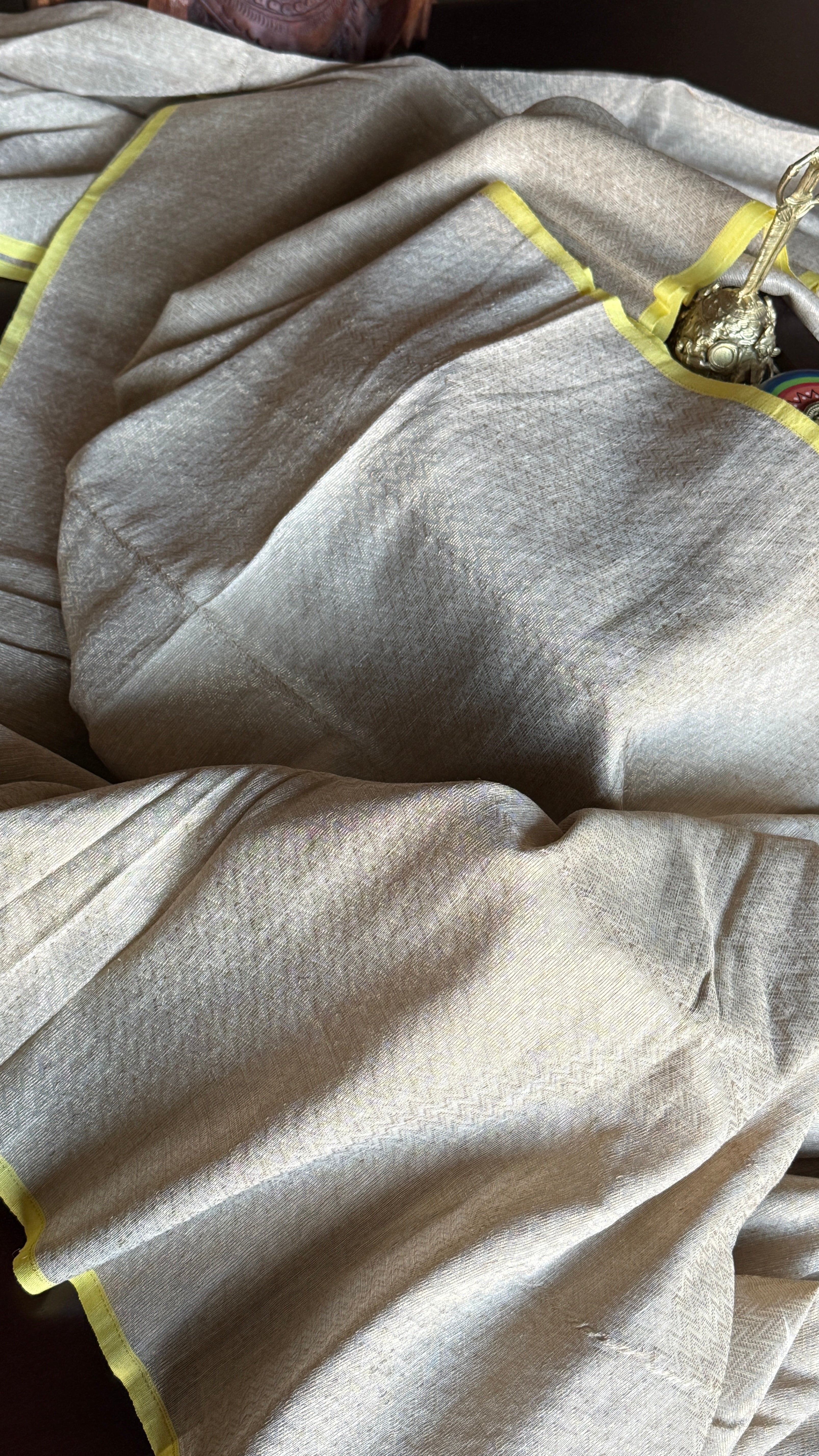 Pure Khadi Matka Cotton Brocade - Sand Color Handwove