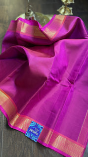 Pure Silk Kanjivaram 2 Gm Zari - Magenta Gold Zari